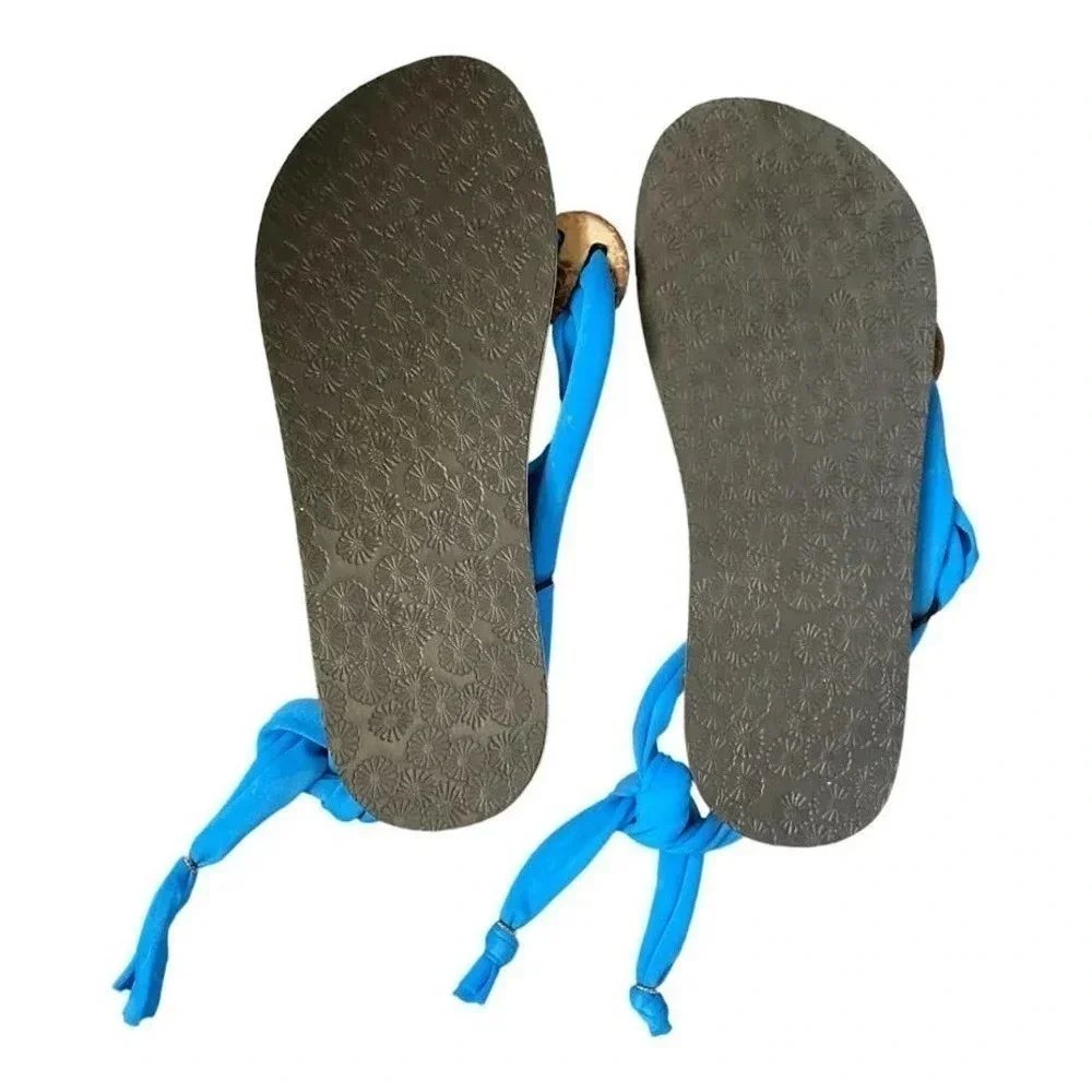 Chula Sandals Womens Size 6-7 Blue Strappy Casual Open Toe Bow&Tie Boho